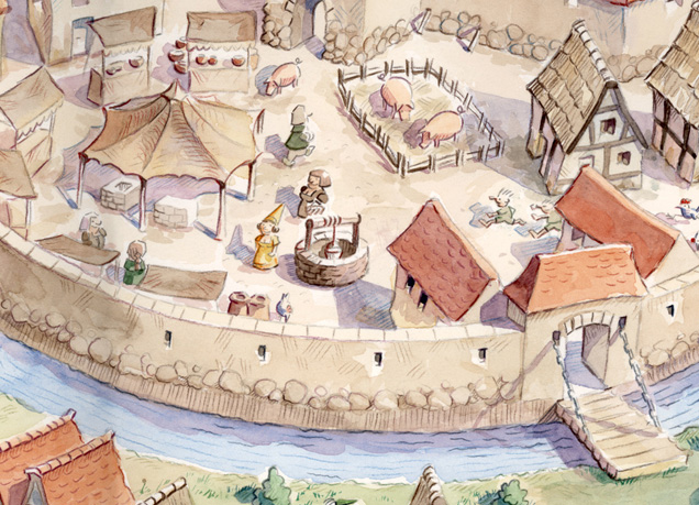 Ausschnitt Wimmelbild Wasser im Mittelalter
